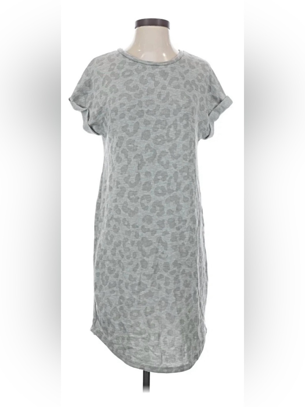 Anistar Casual Midi Shift Dress - Grey Animal Print